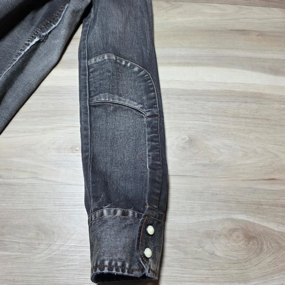 Gilded Age Denim Shirt Mens Small‎ Grey Snap Button Western Workwear Stretch S